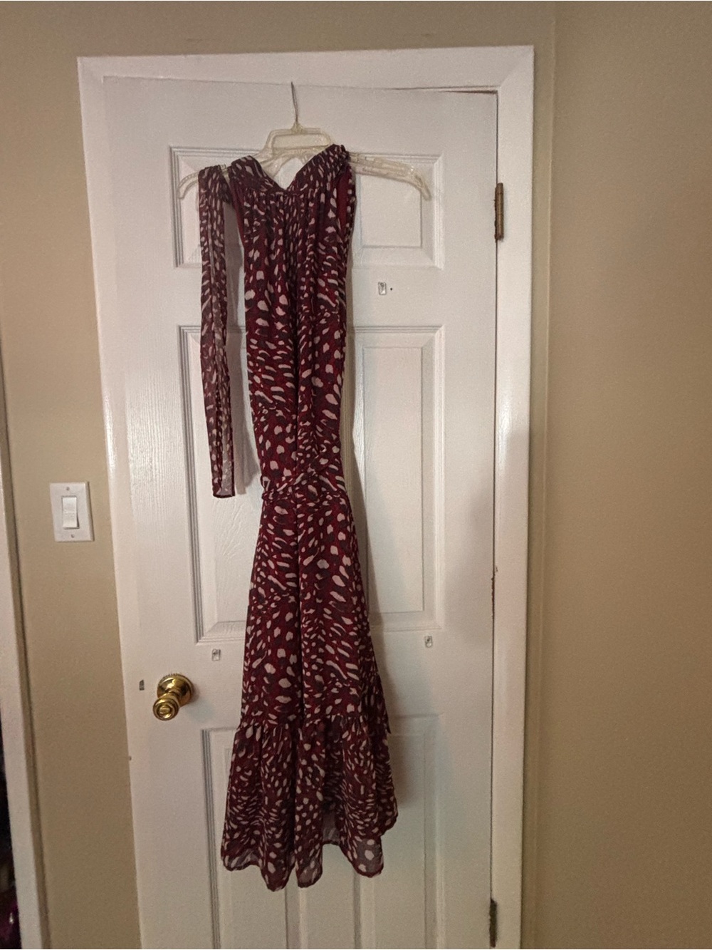 Women's banana republic Burgundy Printed Maxi Dress with Tie Detail